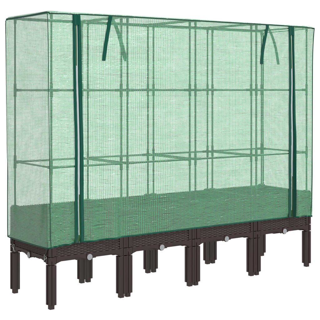 vidaXL Hochbeet mit Gewächshaus-Aufsatz Rattan-Optik 160x40x140 cm Image