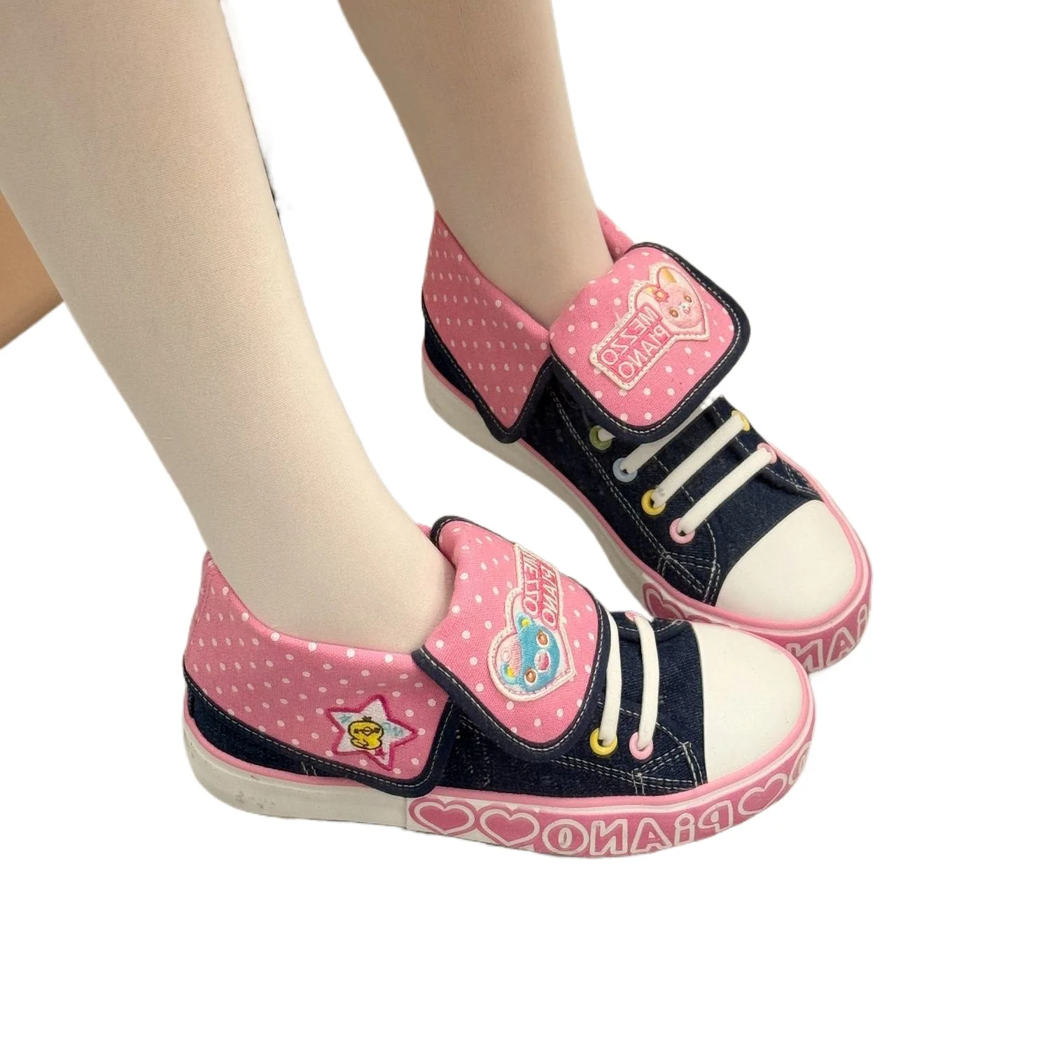 Frühling Neue Alle Spiel Süße Mädchen Jojifuku Denim Schuhe Y2k Zubehör Japanische Cartoon Mp Stickerei Nette Rosa Leinwand Schuhe
