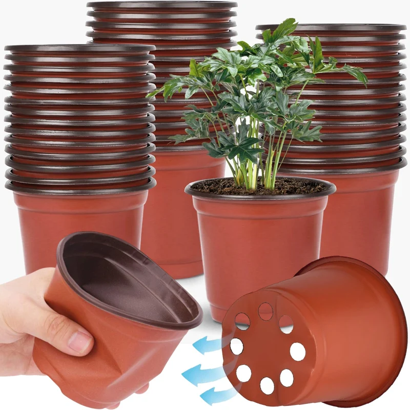 Flexible Kunststoff-Anzuchttöpfe Pflanzentöpfe für Setzlinge Garten-Blumentöpfe Kleine Pflanzgefäße mit Abflussloch Image