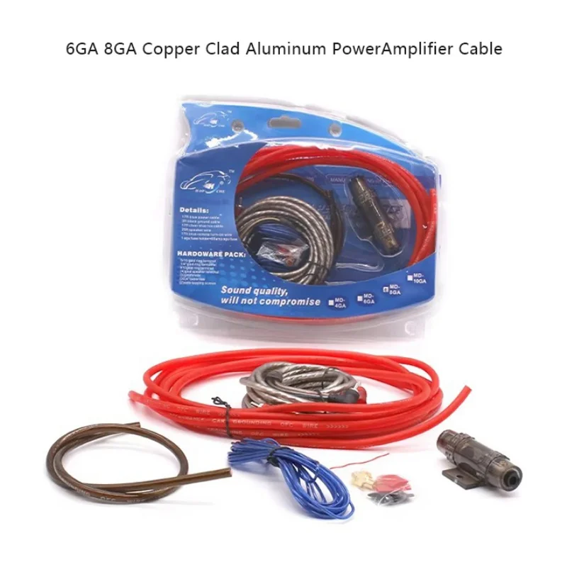 6/8GA Car Audio Verstärker Kabel 60 AMP Verkabelung Sicherung Draht Installation Kabel Kit für Subwoofer Netzkabel Auto Modifikation Image
