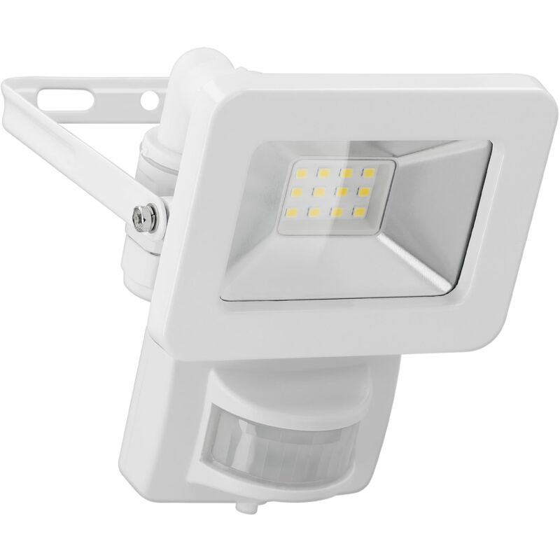 53878 Proiettore Led Rilevatore Di Movimento Da Esterno 10w / Sensore Pir Proiettore Da Esterno Ip44 / Luce Bianca Neutra 850 Lm/proiettore Led A Parete/proiettore Da Giardino/bianco - Goobay