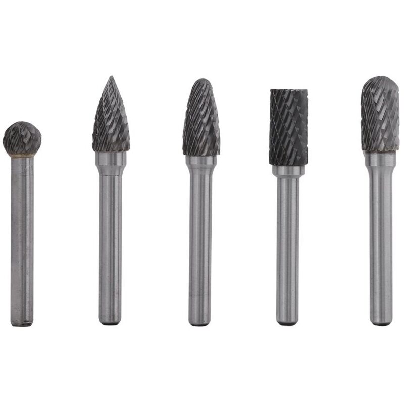 Punta Da Trapano 5 Frese Fresa Per Smerigliatura In Acciaio Al Tungsteno Gambo Da 6 Mm Testa Da 10 Mm Kit Di Frese Rotanti Frese Rotanti In Carburo Di Tungsteno Frese In Carburo Estremamente Versatili