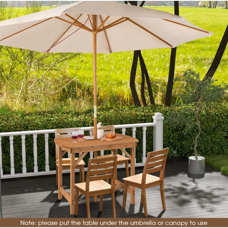 Goplus Tavolo Da Giardino In Legno Di Abete, Tavolo Da Patio Con Foro Per Ombrellone, Tavolo Da Esterno Per 4-6 Persone, 100 X 60,5 X 75cm, Naturale
