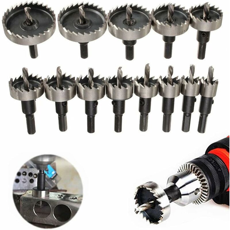 Minkurow Set Di Punte Per Trapano In Acciaio Con Sega A Tazza Da 13 Pezzi Punta In Metallo Duro Hss Punta Per Trapano Ad Alta Velocità In Acciaio Inossidabile 16-53 Mm Per Plastica Acciaio Metallo Leg