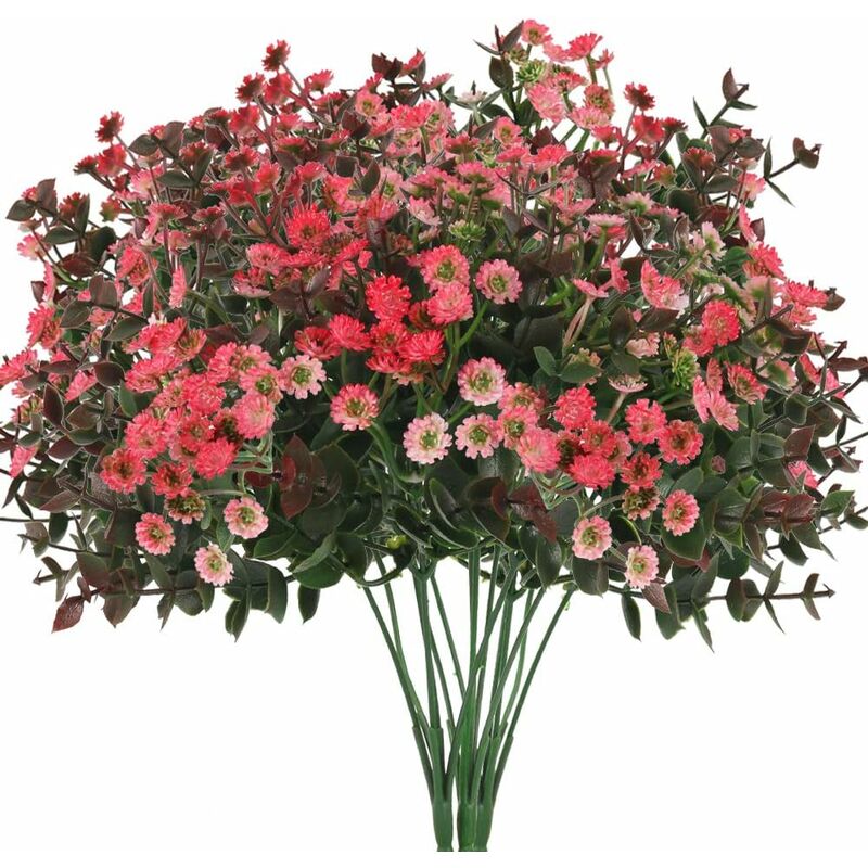 Minkurow 3pcs Fiori Artificiali Margherite Fiori Artificiali Eucalipto Piante Artificiali Fiori Di Plastica Fiori Finti Decorazione Per Balcone Giardino Interno Vaso Vaso Decorazione