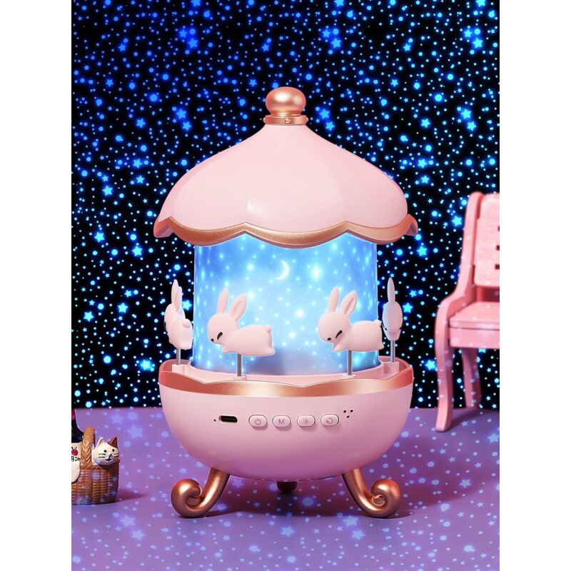 Minkurow Luce Notturna Per Bambini Proiettore Cielo Stellato, 8 Musiche Luce Notturna Musicale E Luminosa, Lampada Luce Notturna Per Bambini Rotazione A 360° + 6 Temi + Telecomando, Luce Notturna A Pr
