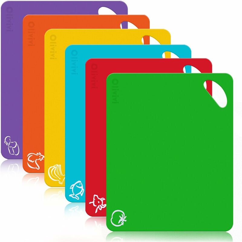 Minkurow Set Di Taglieri Con Codice Colore Taglieri Da Cucina In Plastica Antibatterica Senza Bpa Taglieri Per La Colazione Lavabili In Lavastoviglie 31 X 38 Cm