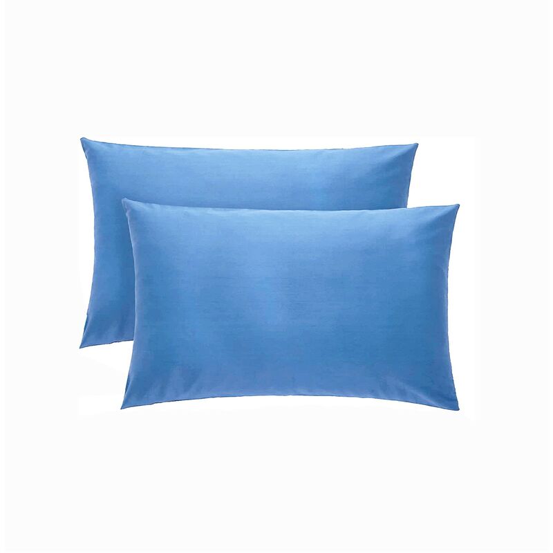 Coppia Federe Blu Cobalto 100% Cotone, 52 X 82 Cm, Set Di 2 Cuscino Letto, Chiusura A Busta, Tinta Unita, Made In Italy - Klulk
