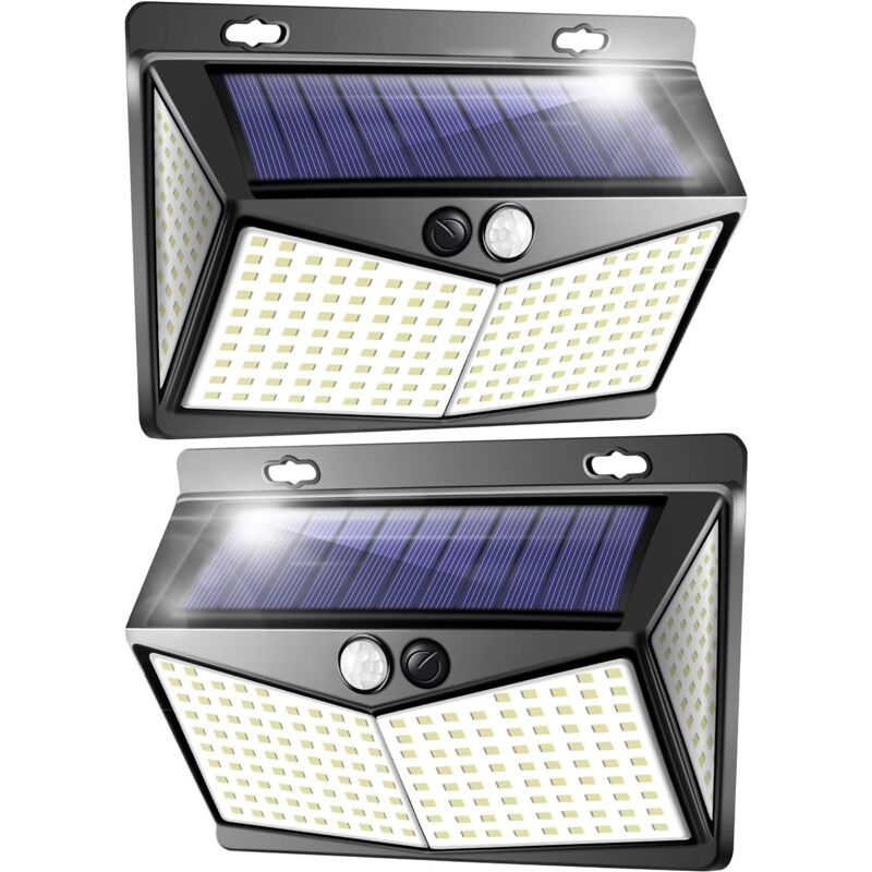Luce Solare Per Esterni, Faretto A Led Con Sensore Di Movimento 208 Led Ip65, Luce A Led Per Esterni Alimentata A Energia Solare Con Sensore - 2 Confezioni