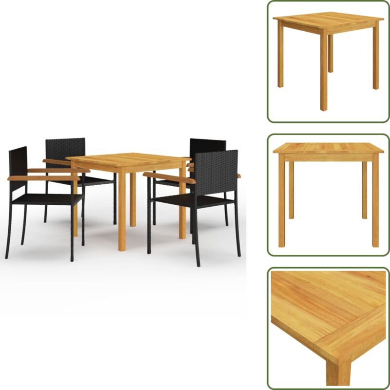Mobili Da Giardino - Vidaxl Set Mobili Da Pranzo Per Giardino 5 Pz Nero - Tavolo Da Pranzo In Acacia