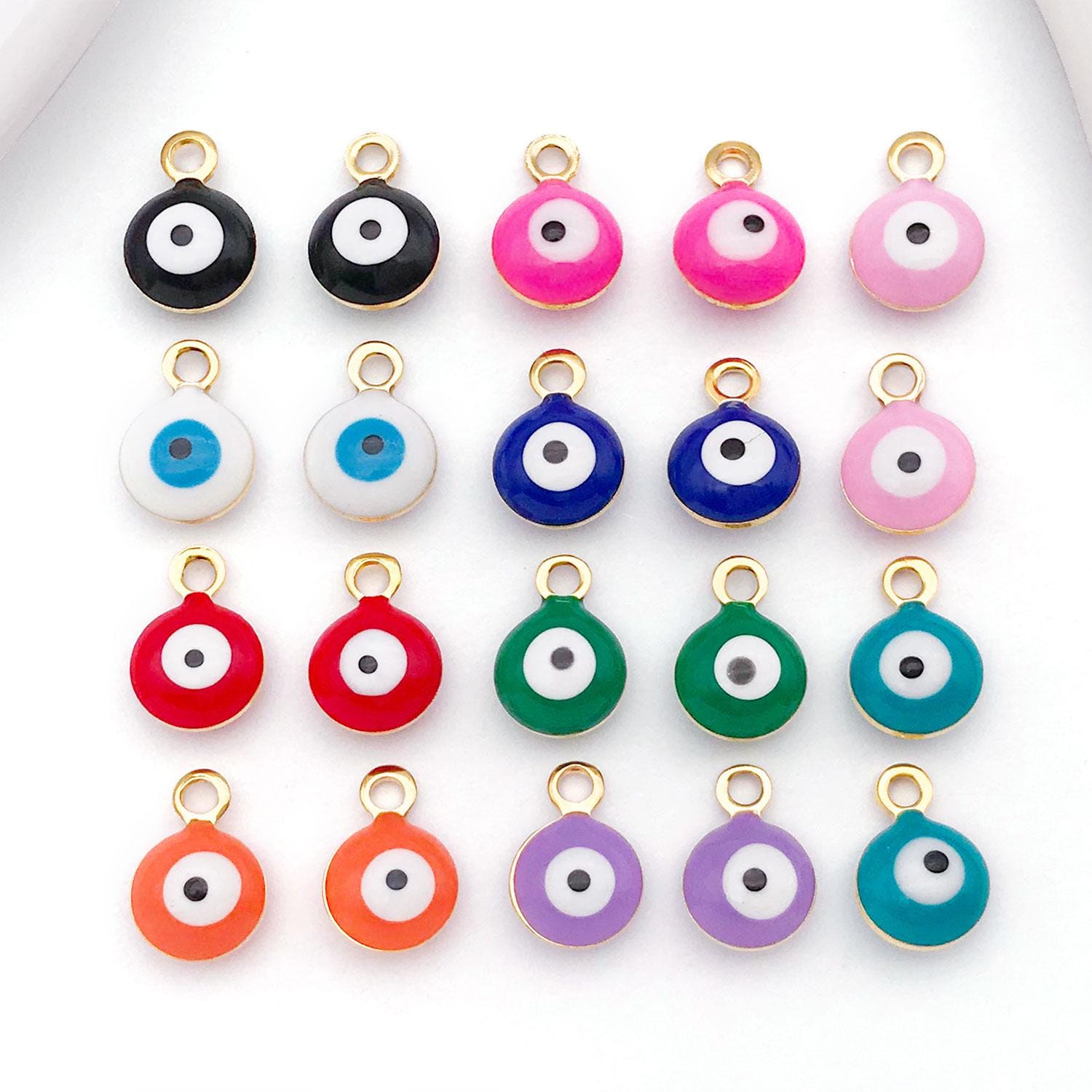 10 / 20 Stück 6 mm Edelstahl Evil Eyes Charms Emaille Runde Anhänger für DIY Armband Halskette Ohrringe Schmuck machen Zubehör