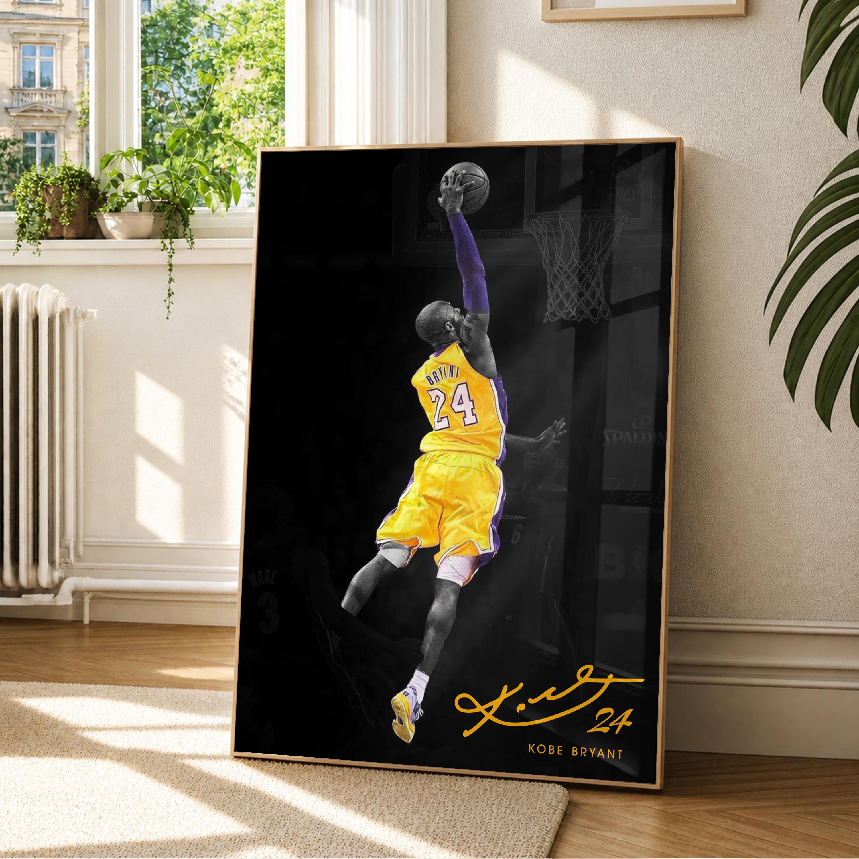 Poster di Kobe Bryant, Bryant Lakers, Stampa di basket NBA incorniciata, Decorazione leggenda del basket, Opera d'arte sportiva, Arte murale di Kobe,