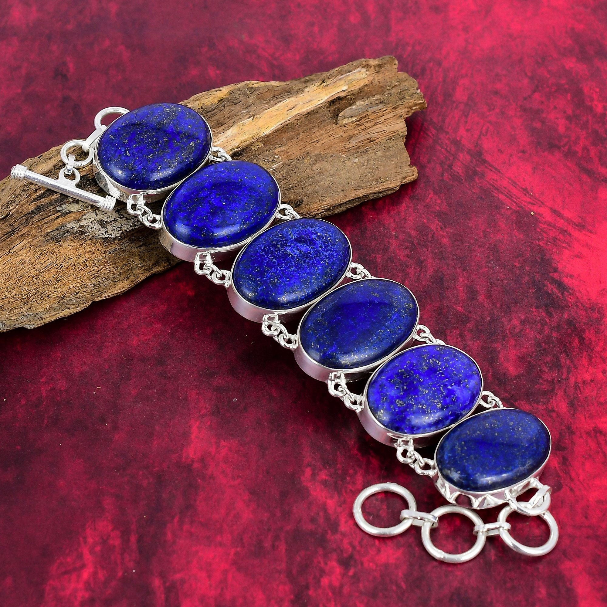 Bellissimo bracciale in lapislazzuli, bracciale in argento sterling 925, bracciale a catena regolabile, bracciale con pietre preziose, gioielli fatti