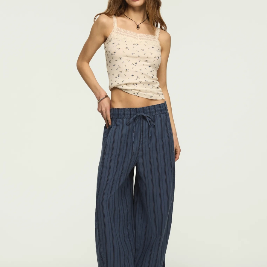 Lucky Brand Drawstring Balloon Pant - Women's Pants in Blue Stripe, Size XS
