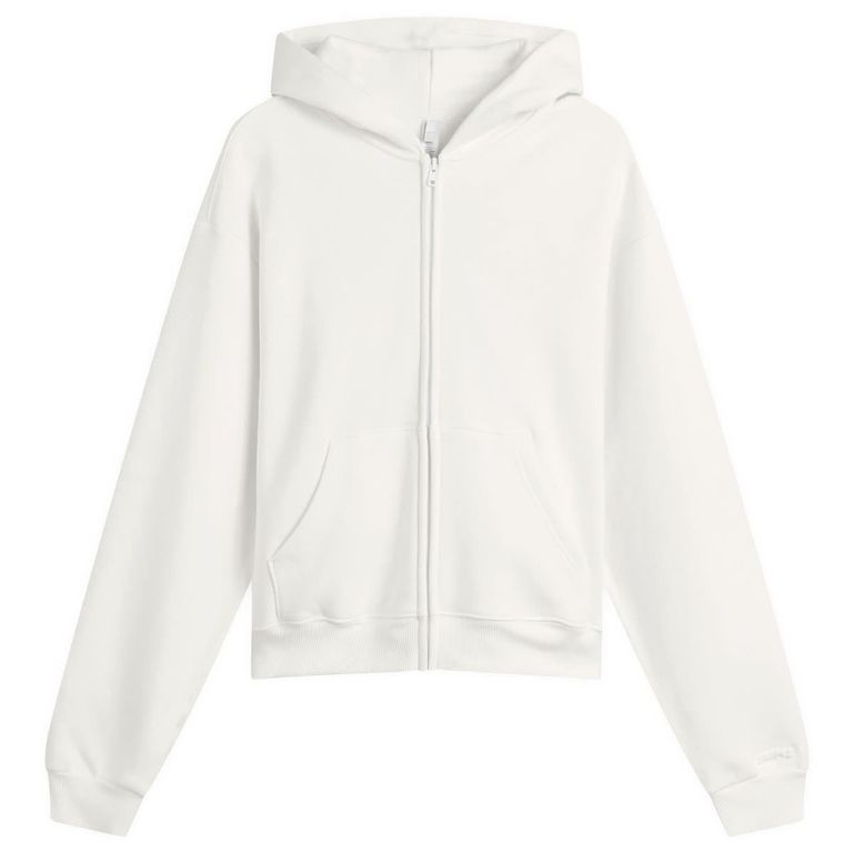 Cotton Fleece Classic Zip Up Hoodie - White - Skims Sweats