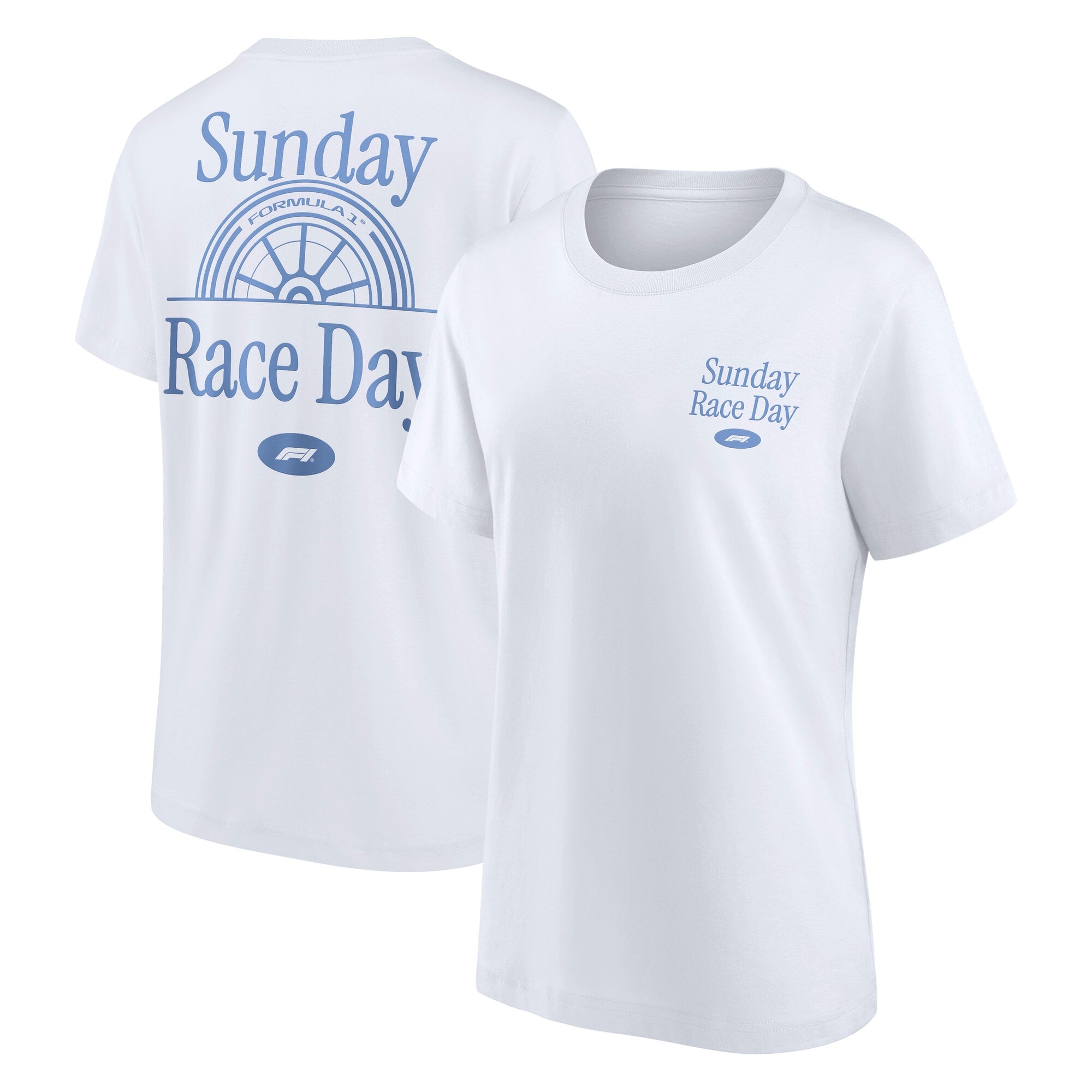 Formel-1-T-Shirt mit Rennmotiv für Sonntag – Weiß – Damen