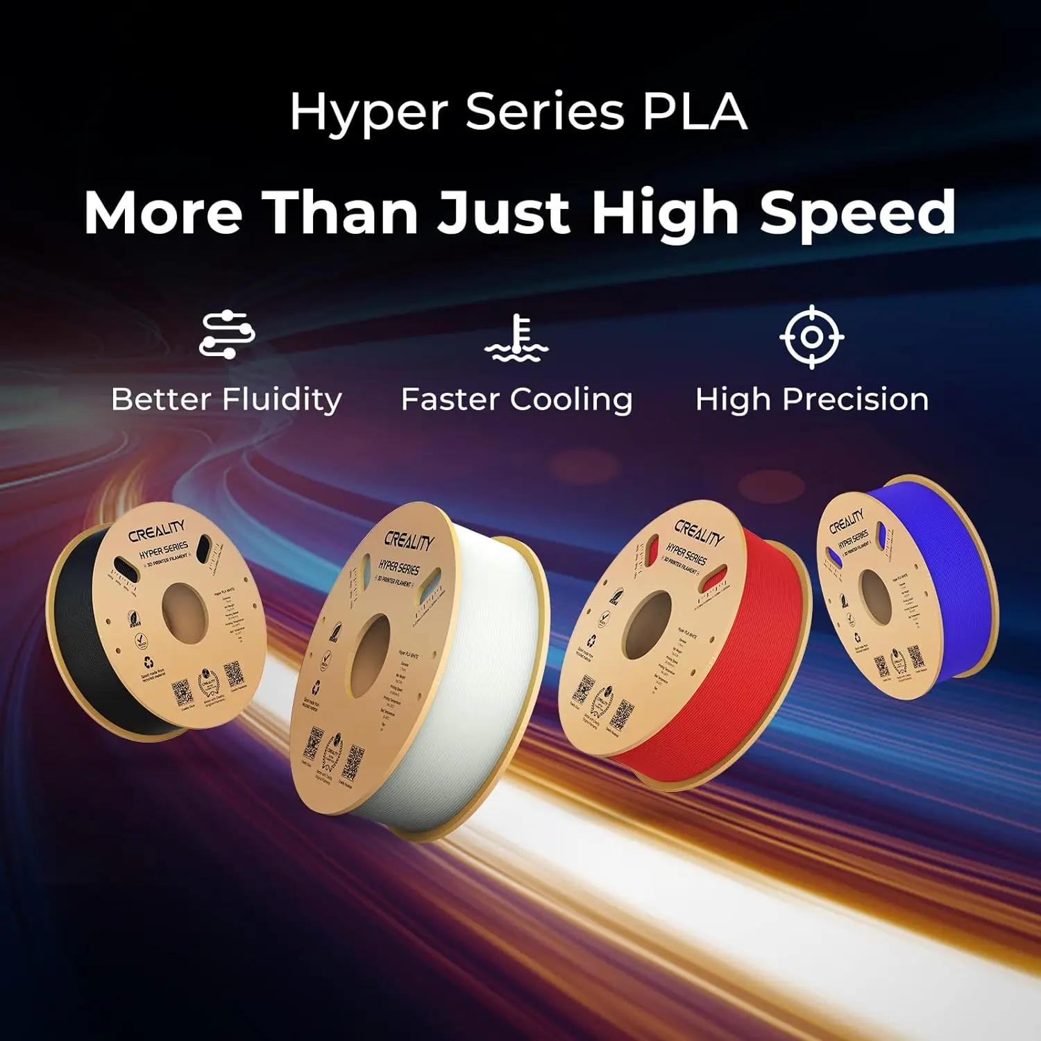 Creality Hyper PLA-Filament, 1,75 mm, hohe Flüssigkeit, hohe Geschwindigkeit, 3D-Druckmaterial, stabile Extrusionsspule, dimensionale 1 kg Image