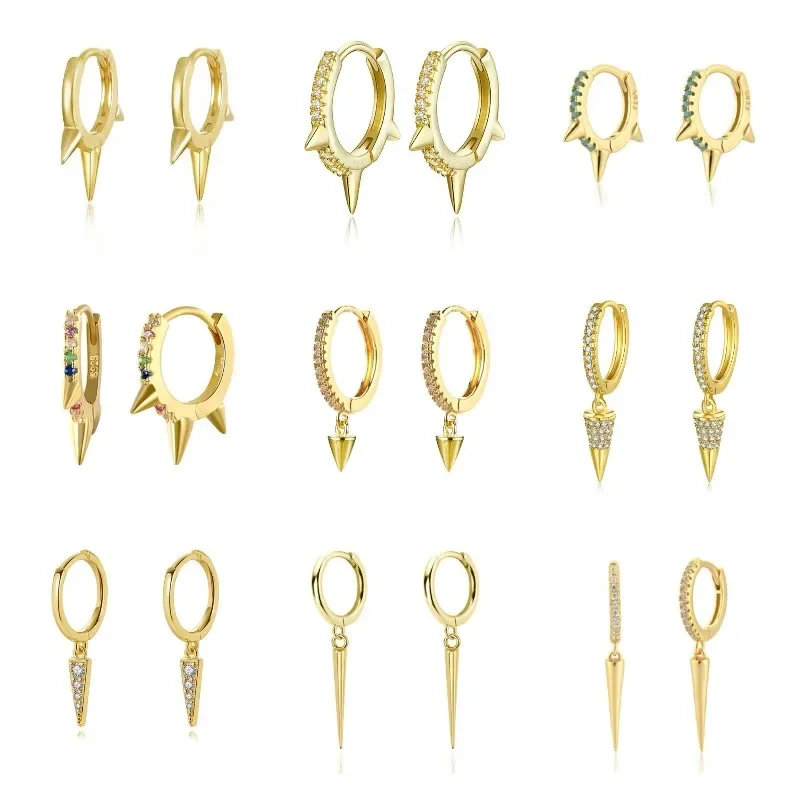 Silber Gold Farbe Hoop Ohrring Trendy Punk Hip Hop Niet Ohr Ringe für Frauen Gothic Party Schmuck Pendientes Orecchini 2025