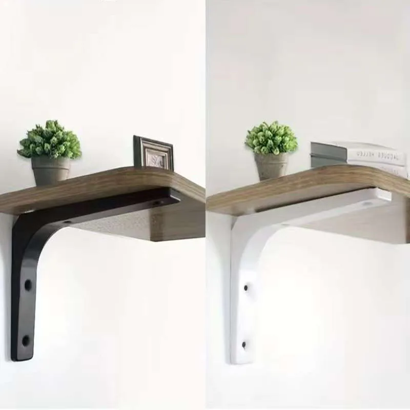 2 Stück robuste L-förmige Regalhalterungen aus Eisen, rechtwinklige Eckstützen für an der Wand montierte Möbelhalterungs-Stützhardware Image