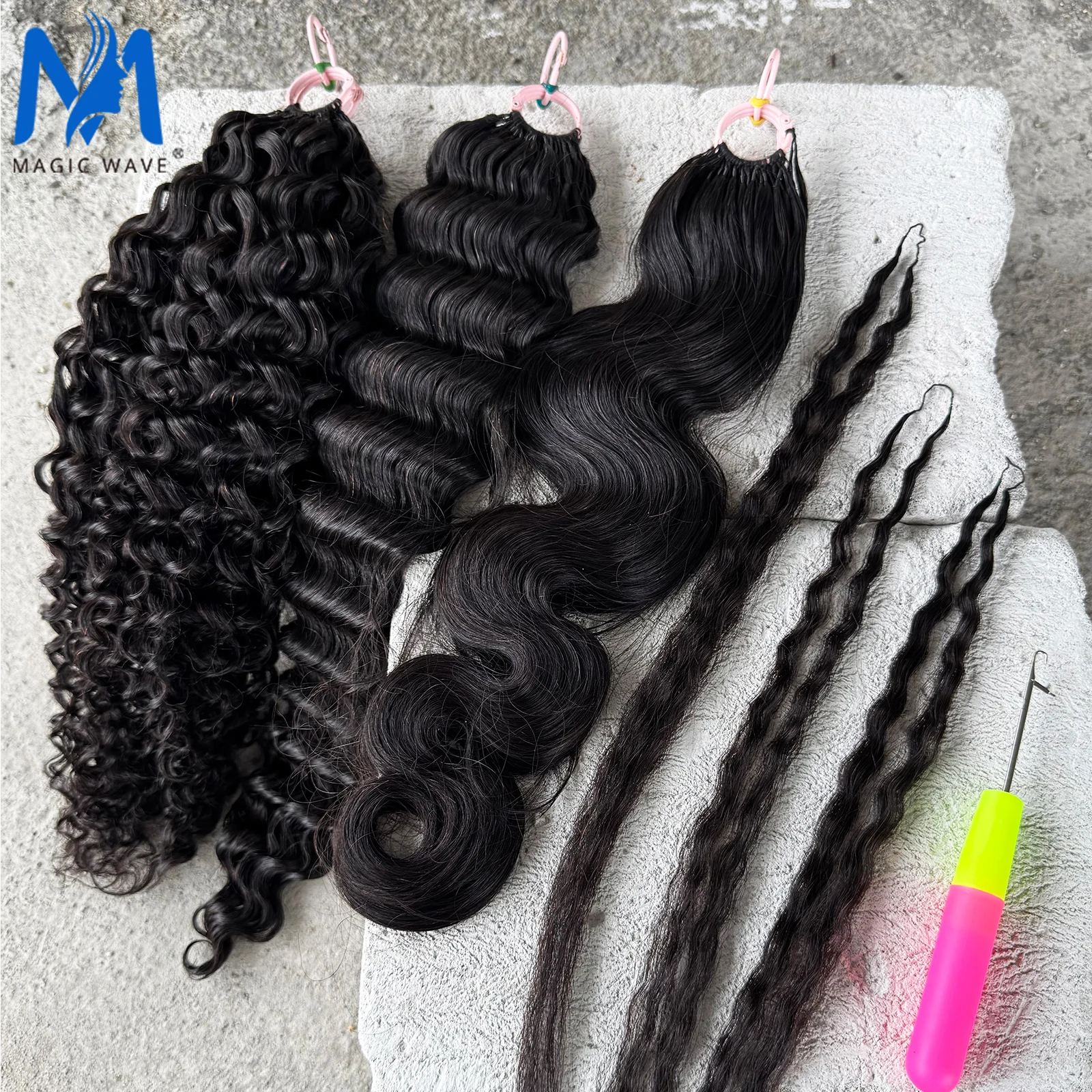Kinky Curly Vorgedezielte Unsichtbare Knotenlose Häkel-Echthaarverlängerungen Deep Wave Feather Crochet Hair Bulk Twist Braiding Image