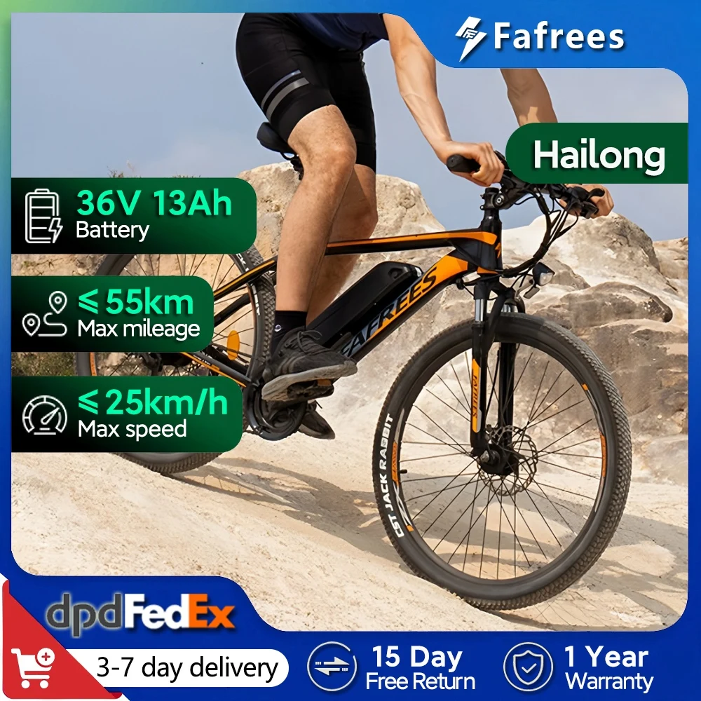 Fafrees Hailong One Elektrofahrrad Mit 36V 13Ah Abnehmbarem Akku, 26 Zoll Mountainbike für Erwachsene, 21-Gang, 25 km/h und Reichweite bis 45–55km