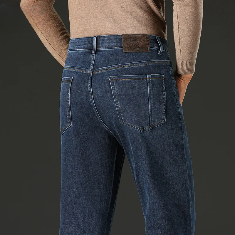 2025 Denim Männer Jeans Hosen Gerade Blau Schwarz Herren Designer Jeans Hosen Frühling Herbst Lose Stretch Große Größe 40 42 44