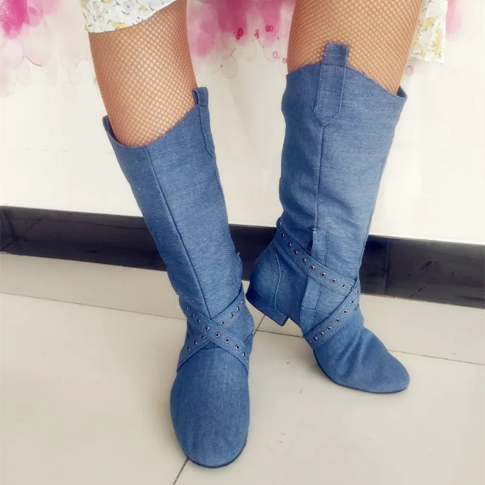 2023 neue Tanz stiefel Denim Latin Salsa Ballsaal Party Tanz schuhe üben Sport Latin Tanz stiefel Schuhe Low Heels Tanz stiefel