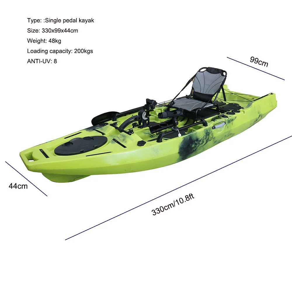 Kayak da Pesca Elettrico a Pedali Vicking ORCA-II per Una Persona con Propulsione a Elica, Materiale PE, Garanzia di 3 Anni