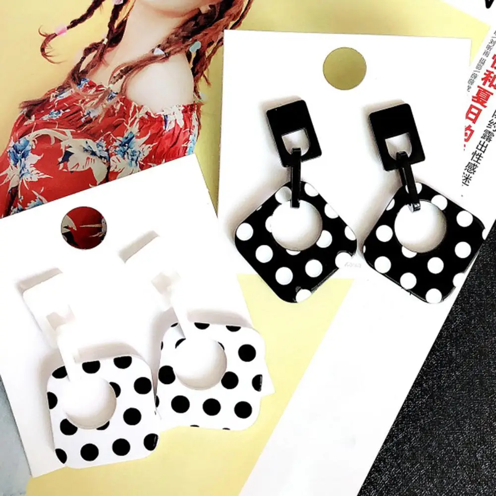 Orecchini pendenti a pois da donna orecchini a polsino con orecchini a bottone geometrici a rombo vuoti gioielli pendientes muslimah