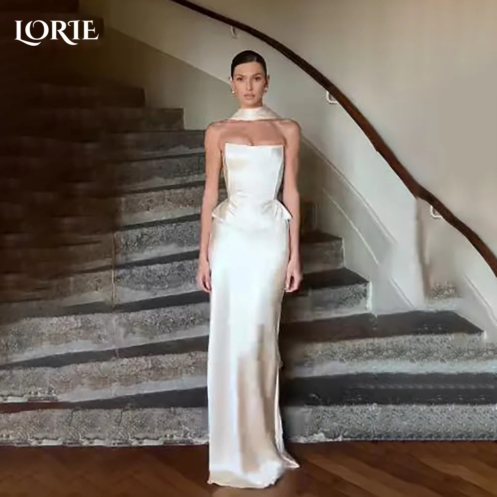 LORIE Abiti da sposa a sirena in pizzo spiaggia senza spalline in raso lucido abito da sposa due pezzi abito da sposa abiti da sposa personalizzati