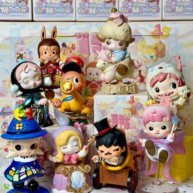 POP MART Celebra il Momento: Serie 15° Anniversario POP MART - Blind Box, Mystery Box, Bambole, Figure Anime, Ornamenti da Collezione