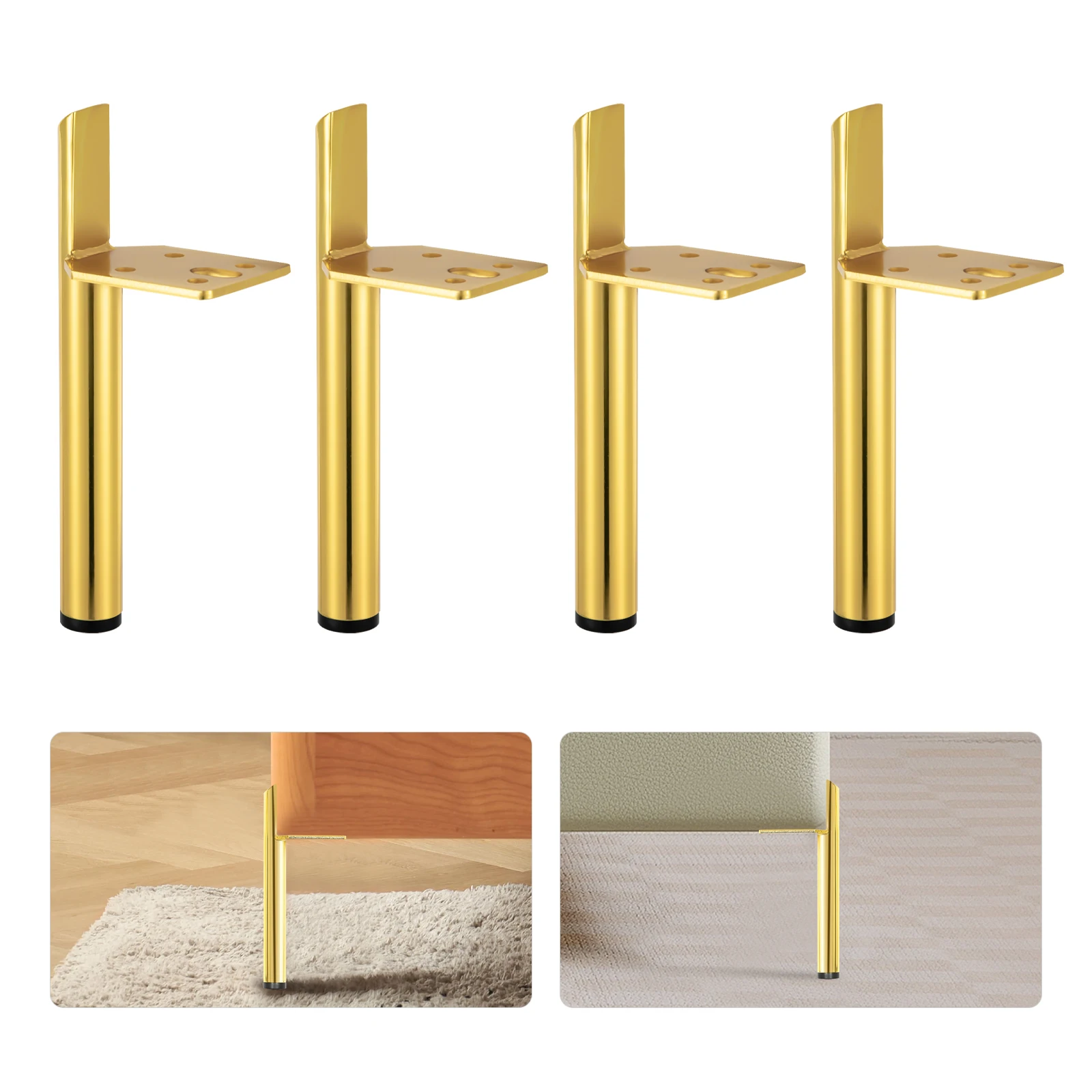 4 pièces de pieds de meubles en acier, pieds de meubles en métal doré pour canapé, table basse, téléviseur, lit et autres meubles - Doré NEUF