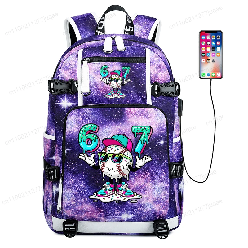 Sac à dos imprimé crème glacée 67 Six Seven, sac à dos décontracté pour ordinateur portable, sac d'école pour étudiants, sac de voyage pour l'extérieur, sac d'école pour adolescents