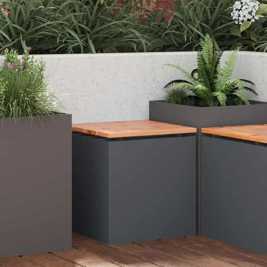 Banc de jardin anthracite, 40x40x43 cm, banc de jardin en acier pour cour et jardin, plusieurs couleurs disponibles