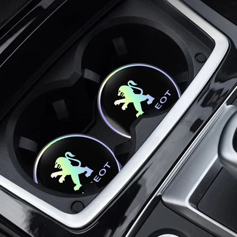 Lot de 2 dessous de verre antidérapants pour porte-gobelet de voiture Peugeot, accessoires intérieurs auto pour 208 308 3008 5008 2008 408 508 RCZ 307 407