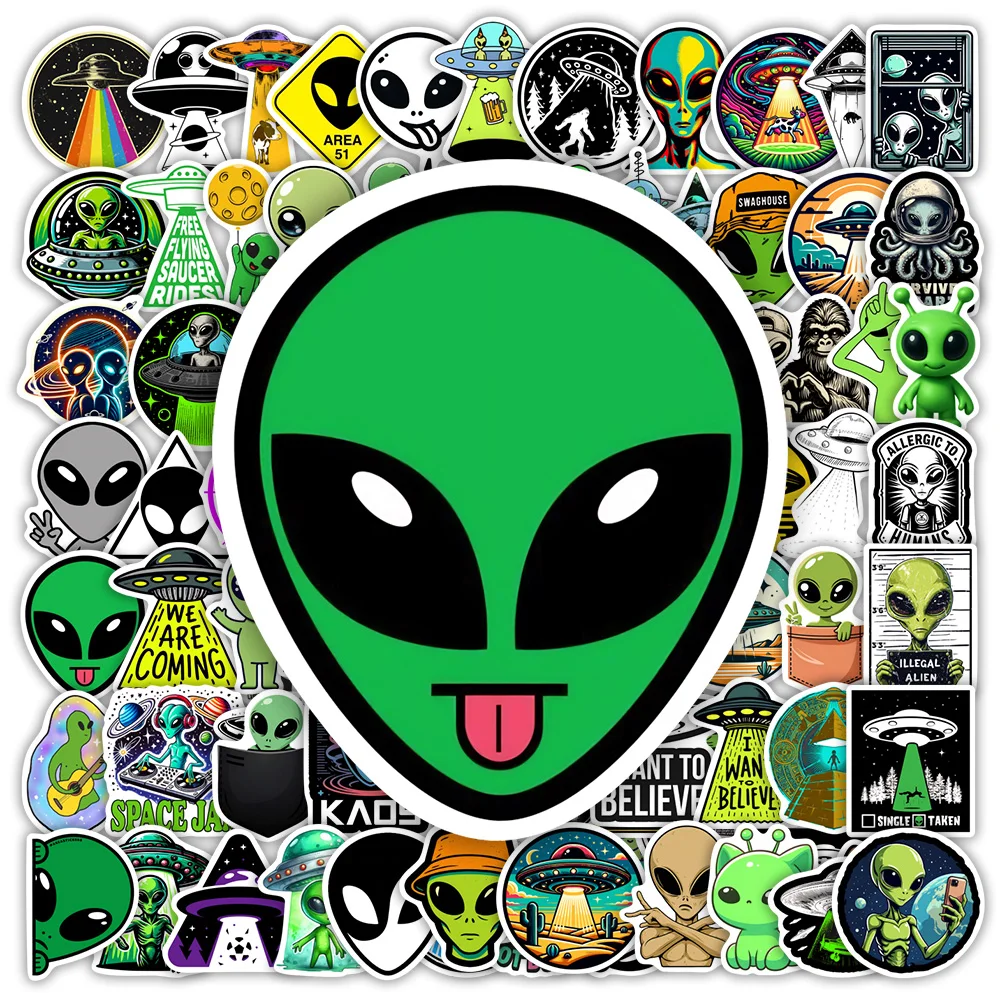 Autocollants vinyle DIY ET Alien, imperméables, motifs de bandes dessinées originaux pour scrapbooking, journaux créatifs, ordinateurs portables, bouteilles, téléphones, jouets décoratifs