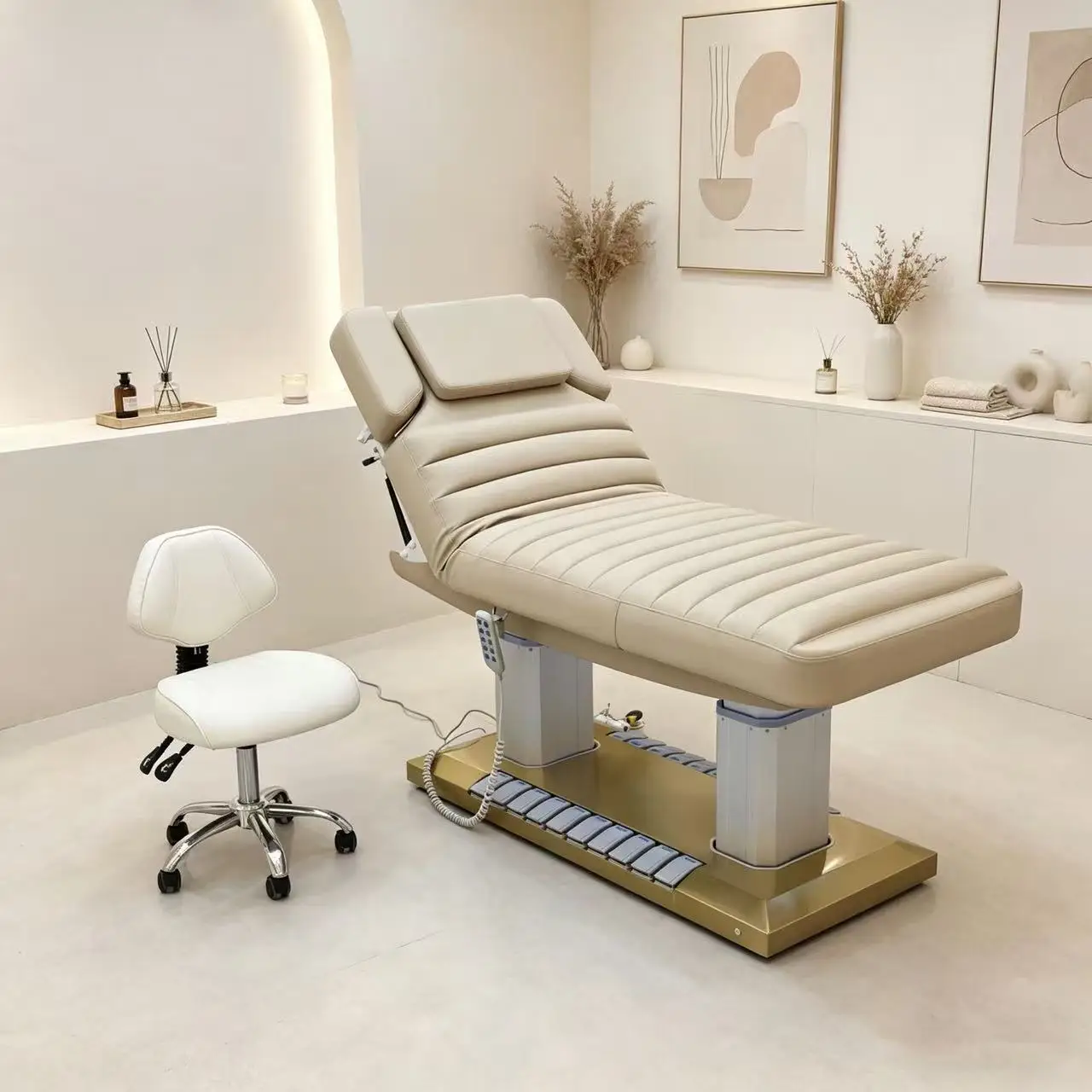Lit de beauté électrique réglable, lit de beauté, lit de thérapie, lit pour extensions de cils, lit pour broderie, lit de beauté SPA électrique à quatre moteurs