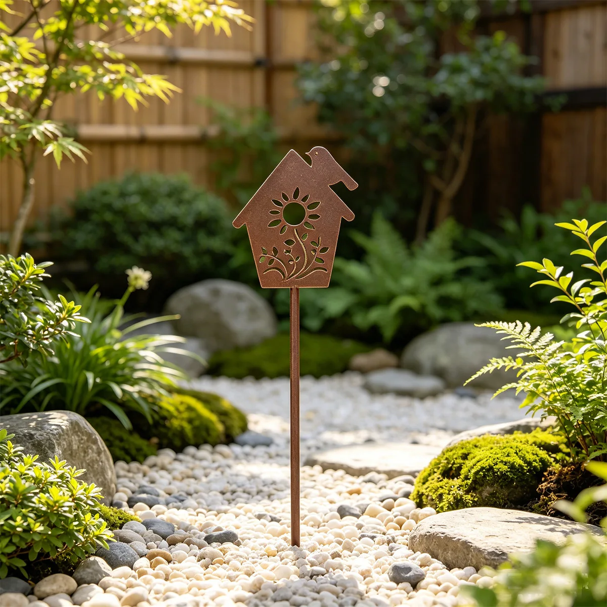 1 piquet décoratif de jardin en fer forgé, style campagnard, piquet décoratif de jardin en forme de nichoir, design nichoir, idéal pour la décoration de jardin et de terrasse, décoration de jardin,