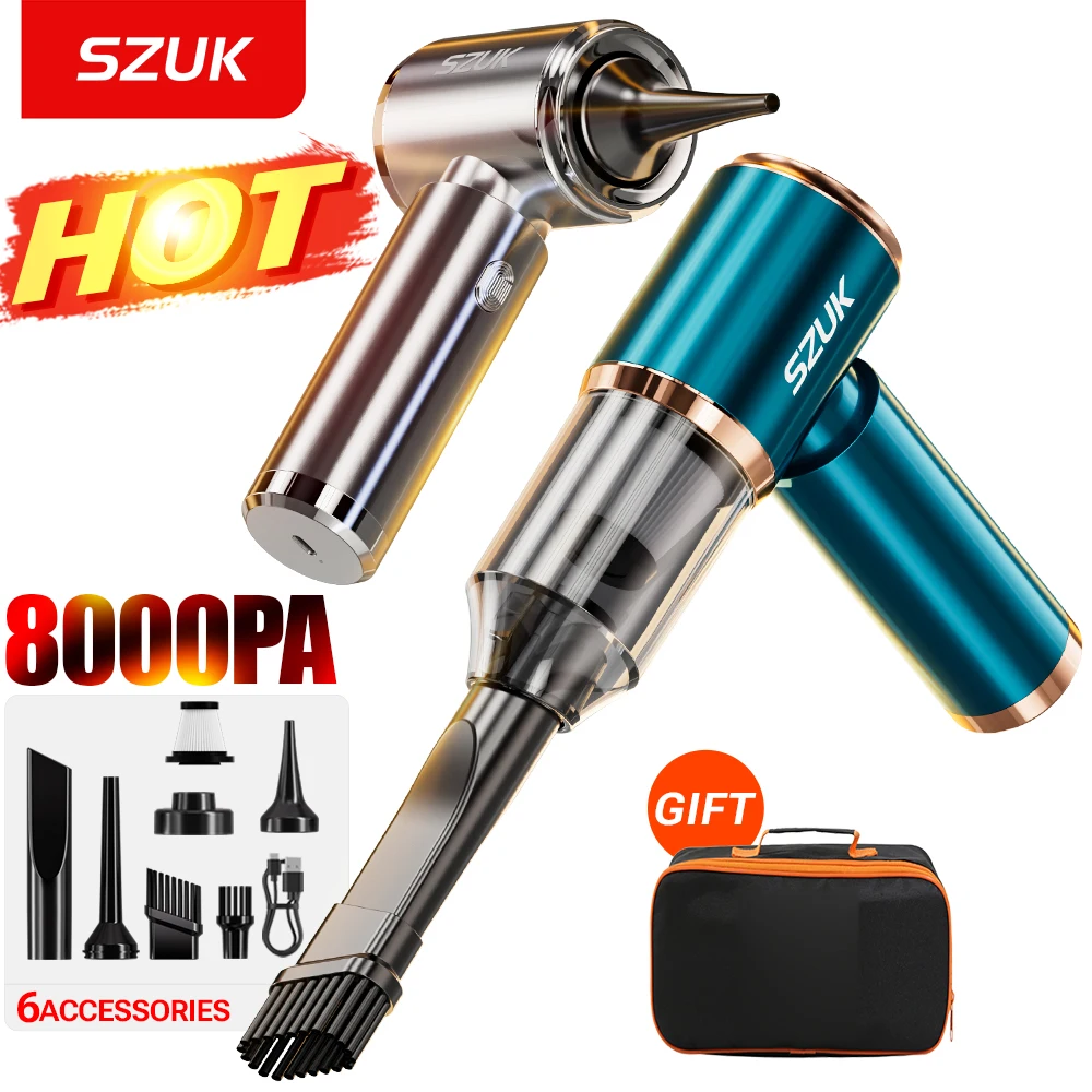 Aspirateur de voiture portable SZUK 8000Pa, mini aspirateur puissant, machine de nettoyage, forte aspiration, aspirateur sans fil portatif aspirateurs sans fil aspirateur pour voiture aspirateur