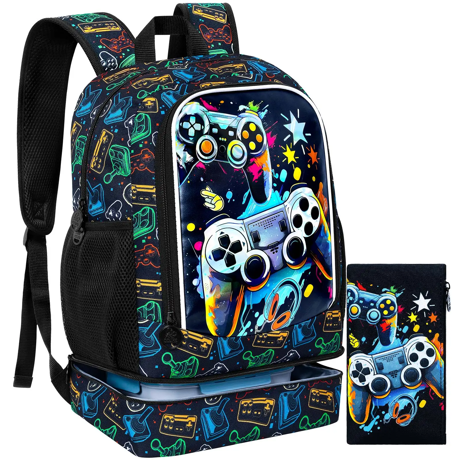 Sac à dos pour enfants garçons, ensemble de sacs à dos de jeu avec compartiment inférieur pour le déjeuner, sac d'école pour l'école primaire, la maternelle et les tout-petits