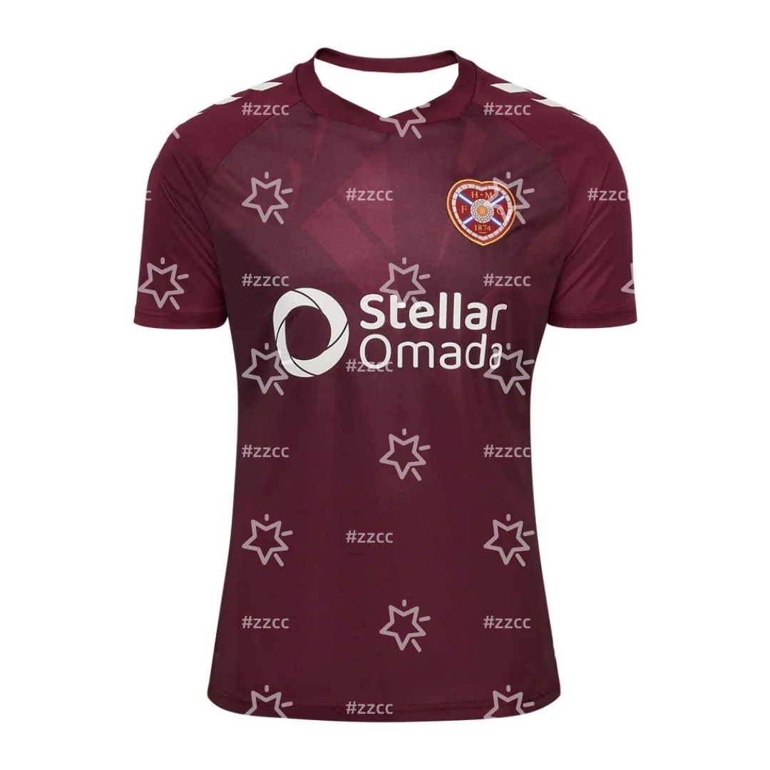 Maillot de football domicile Hearts FC 25-26, ensemble d'entraînement, sport d'été, séchage rapide, T-shirt homme, vêtements enfant, tee-shirt Y2K femme ﻿