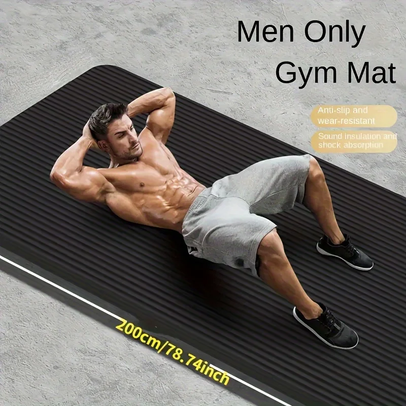 Tapis de sport ultra épais pour hommes, tapis de yoga noir de 10 mm d'épaisseur, insonorisant et absorbant les chocs, très adapté pour les exercices à domicile et en salle de sport