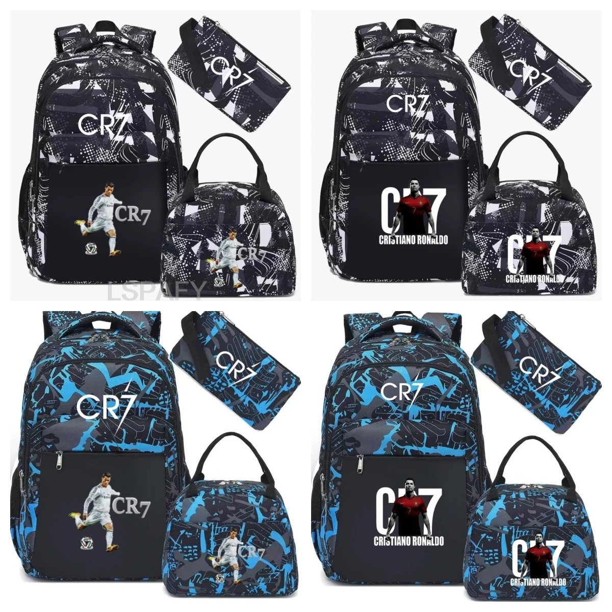 Ensembles de 3 sacs d'école imprimés CR7 pour garçons et filles, sac à dos d'école primaire, sac à dos pour enfants, sacs à livres mignons pour enfants