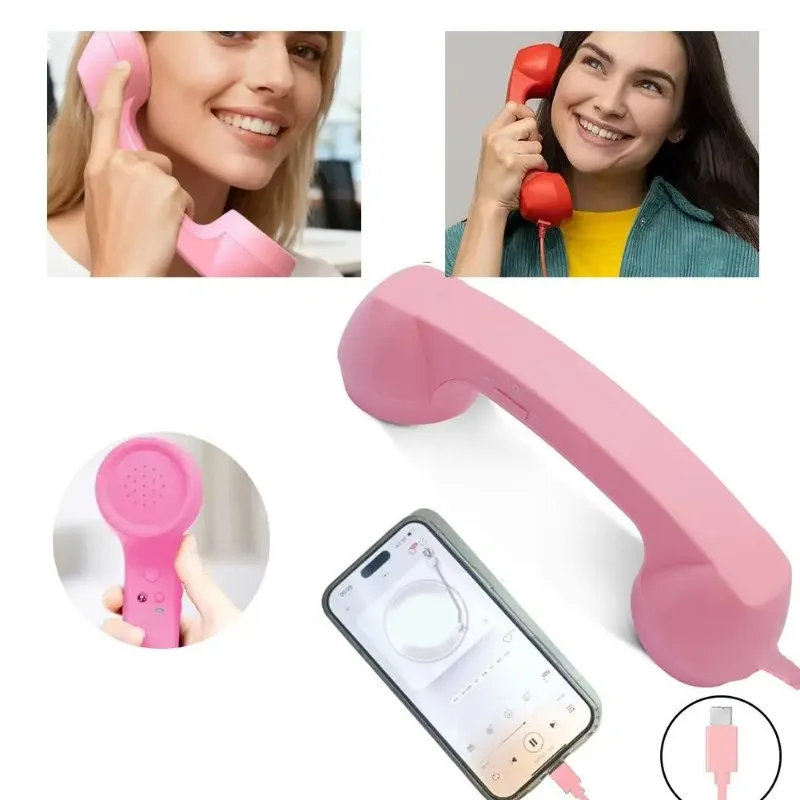 Retro Telephone Receiver Type-C3.5mm Microphone Handset Directly Plug Into Mobile Phone Handset For MobilePhone Vintage Landline