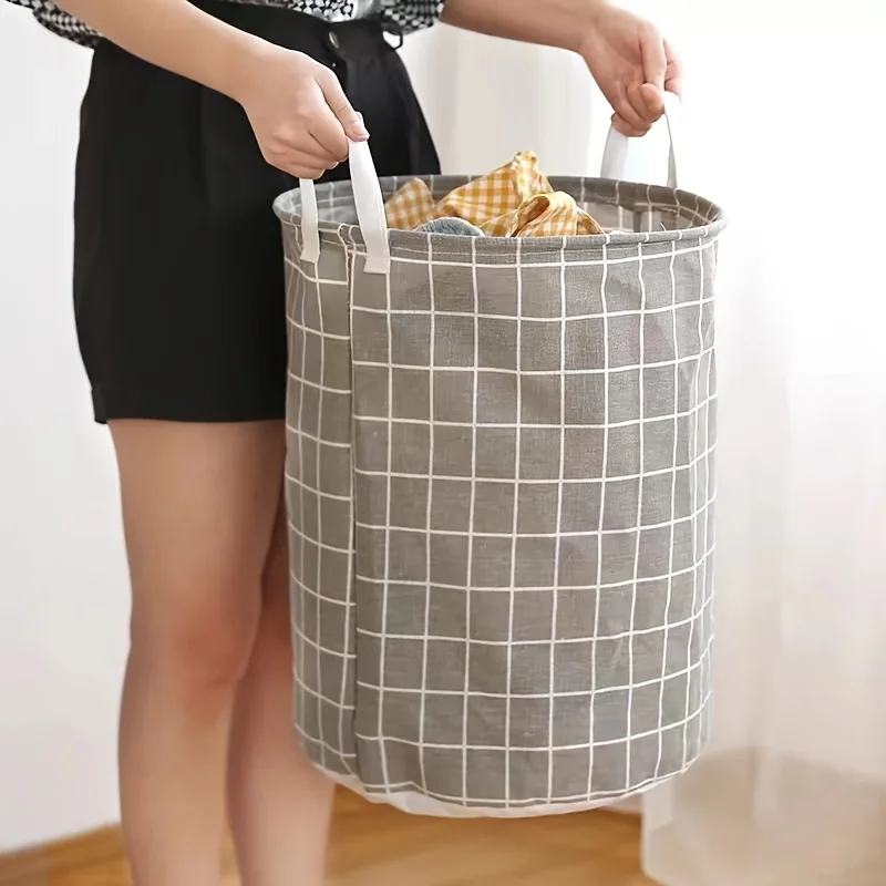 1 foldable fabric cotton and linen dirty clothes basket, dirty clothes basket, large clothes basket, storage basket