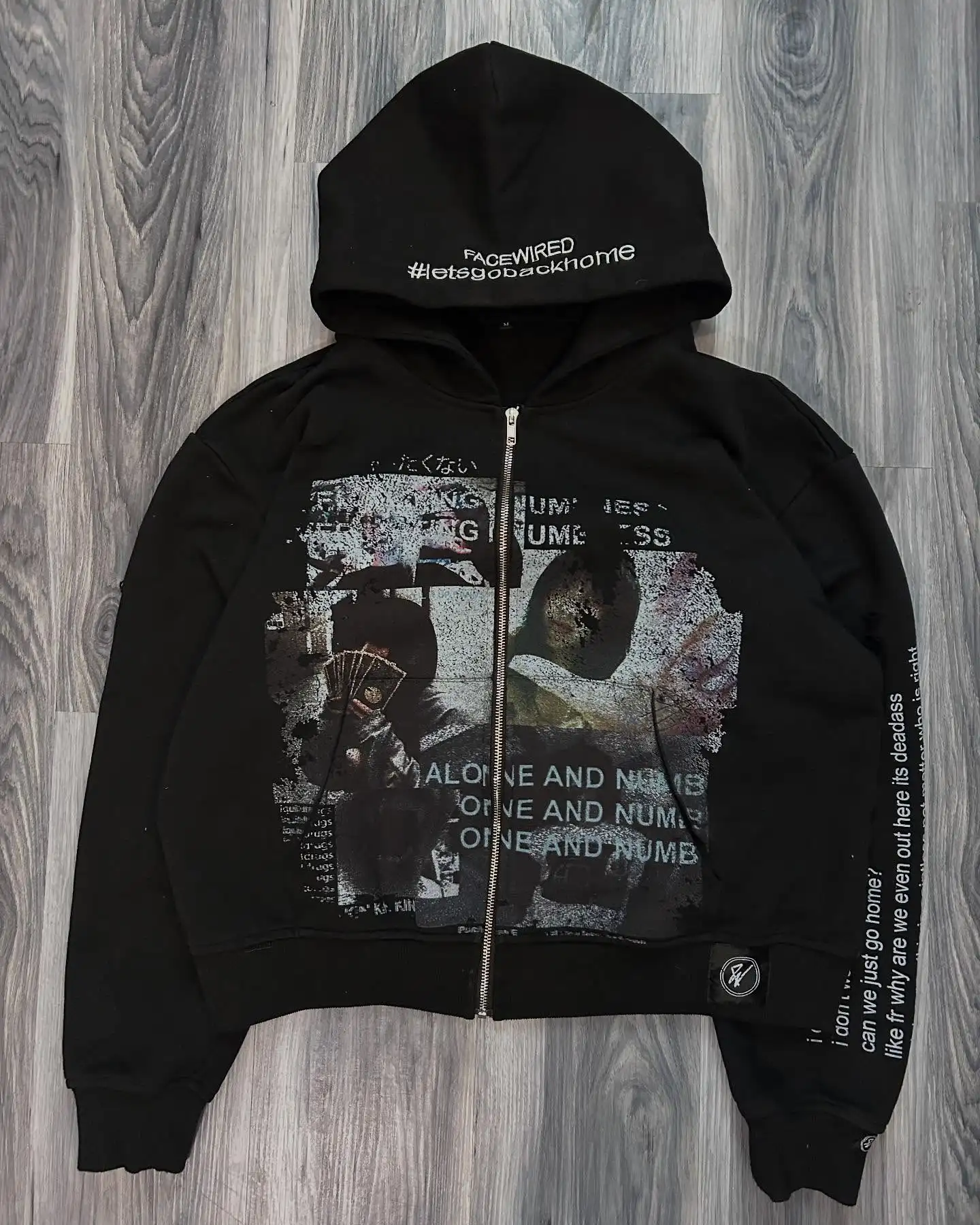 Harajuku Casual Letter Zip Oversized Hoodie Grunge Streetwear Gothic Sweatshirt Hoodies Women Tops Men Clothing Goth Y2k Clothes