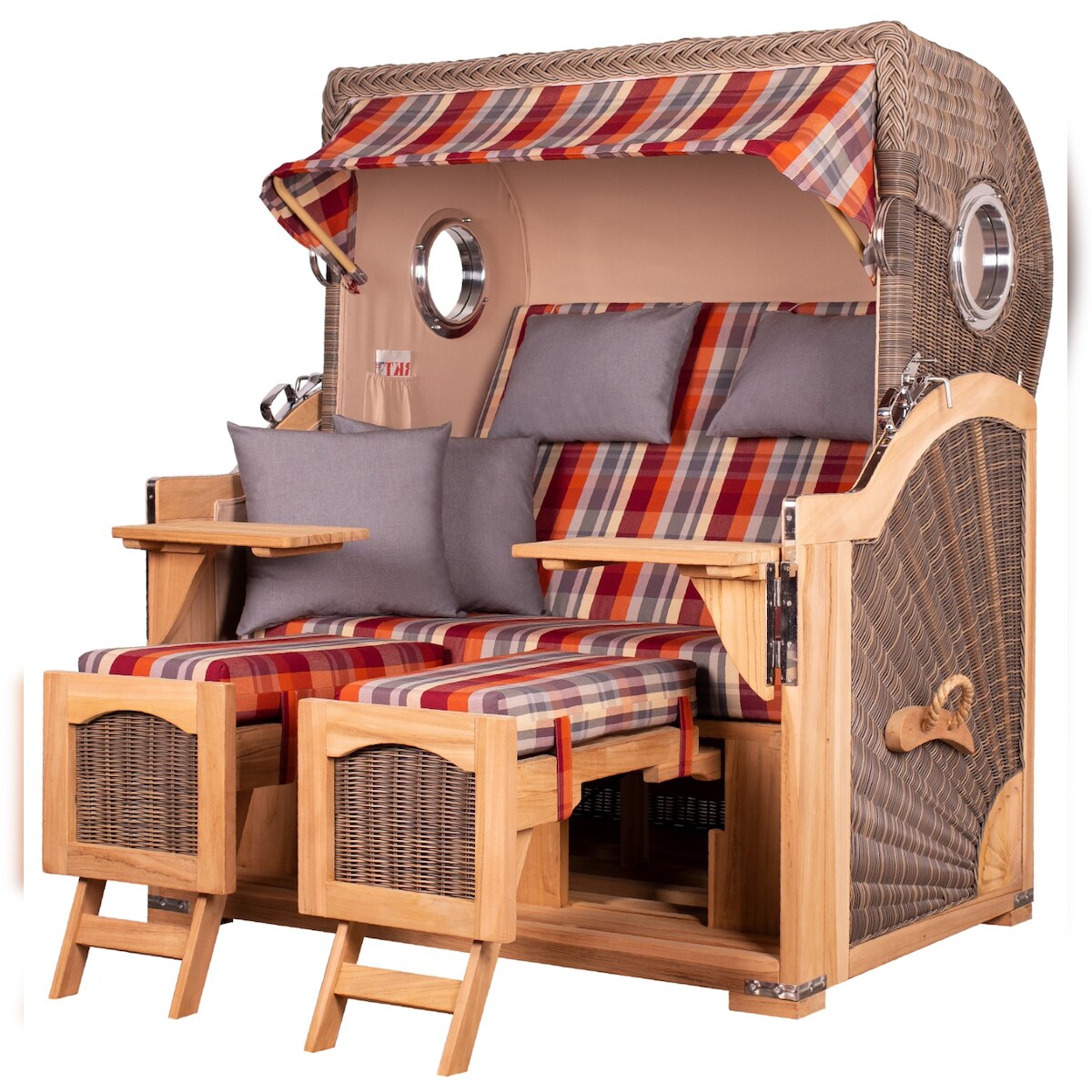 Mr. Deko Strandkorb Komplettset - bene living - Ammersee Grande XL - PE grau - Modell 584 - inkl. Liftersystem Image