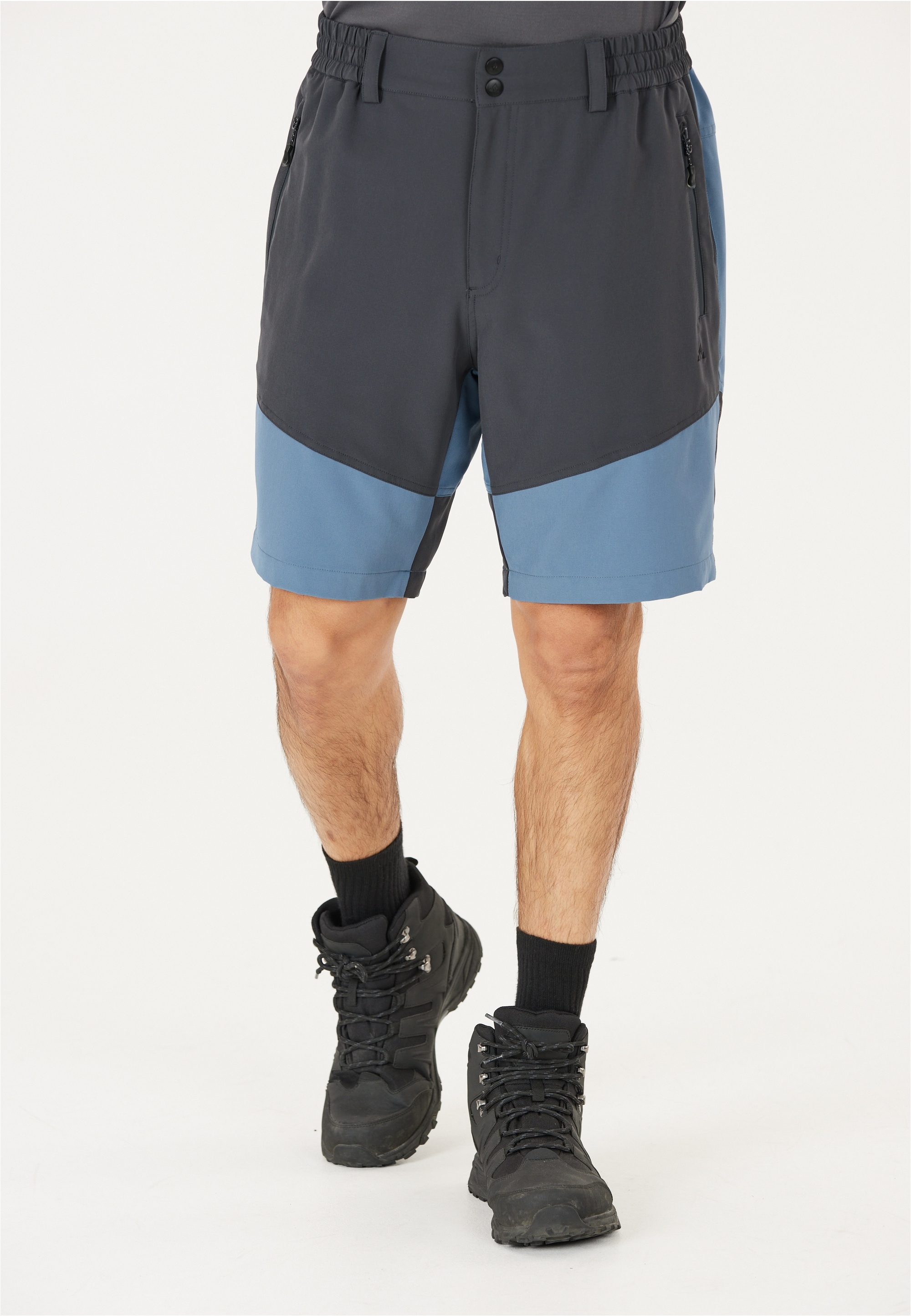 Shorts WHISTLER "AVIAN M ACTIV STRETCH", Herren, Gr. L, US-Größen, blau (grau, blau), 92% Polyester, 8% Elasthan, unifarben, kurz, Hosen Shorts, mit komfortablem Funktionsstretch