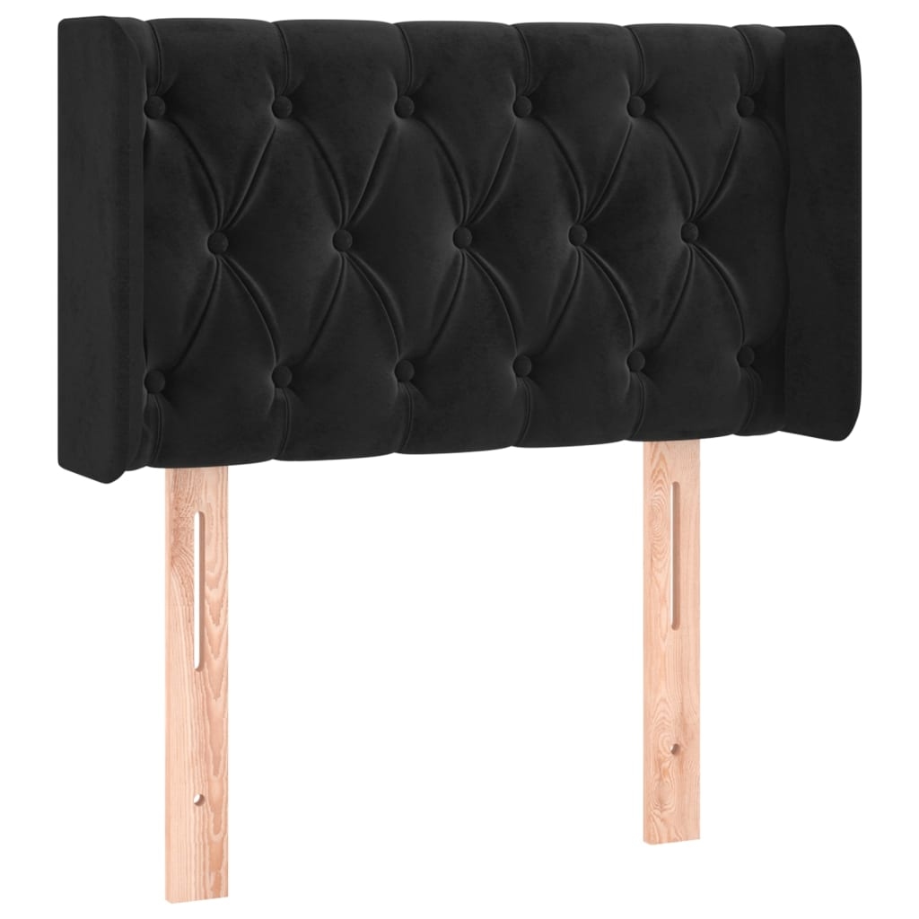 Décoshop26 - Kopfteil Schlafzimmeraccessoire Möbelstück mit Seitenteil 83 x 16 x 78/88 cm schwarzer Samtstoff TDL0204443 Image