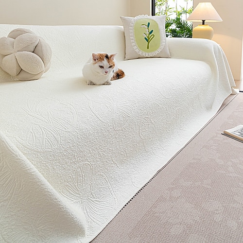Sommerkühlender Sofabezug aus Eisseide – rutschfester Jacquard-Sofaüberwurf – atmungsaktiver, kratzfester Möbelschutz für Katzen einteilige Decke Image